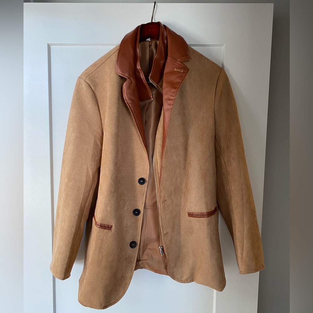 Suede Blazer with Zipped Liner